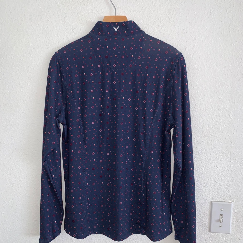 Callaway Women Navy Strawberry Print Quarter Zip Golf Pullover Large 1749210 - Picture 3 of 6